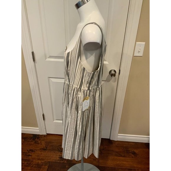 Rebecca Taylor White & Gray Striped Sundress "Empire Dress", Size 16 NWT! - Picture 6 of 8